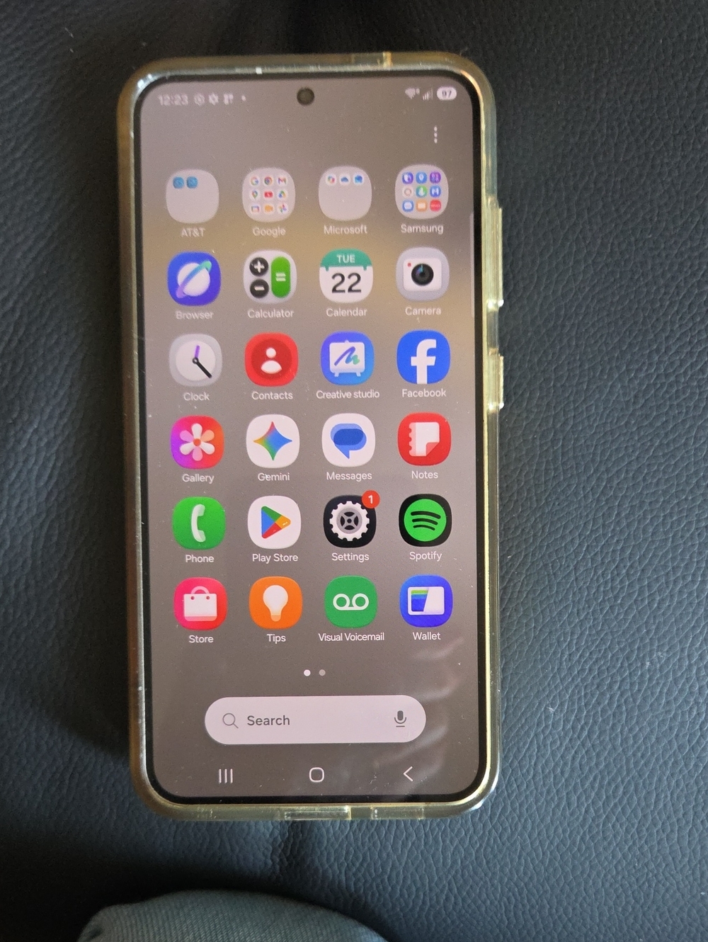 Samsung S24 Smartphone with Gold Trim Case